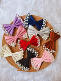 Metallic peach Pearl Puff Bow