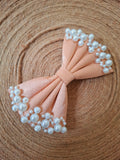 Metallic peach Pearl Puff Bow