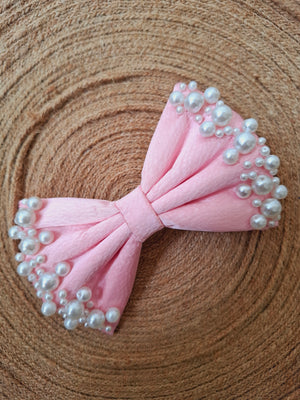 Baby Pink Pearl Puff Bow