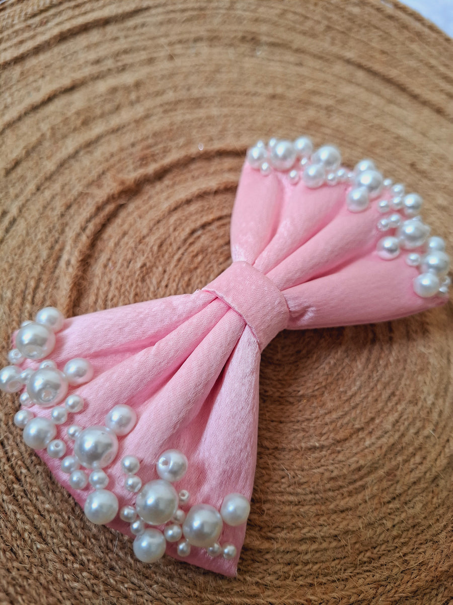 Baby Pink Pearl Puff Bow