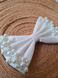 White Pearl Puff Bow