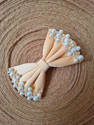 Beige Pearl Puff bow