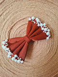 Reddish Brown Pearl Puff Bow