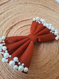 Reddish Brown Pearl Puff Bow