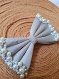Silver Pearl Puff Bow