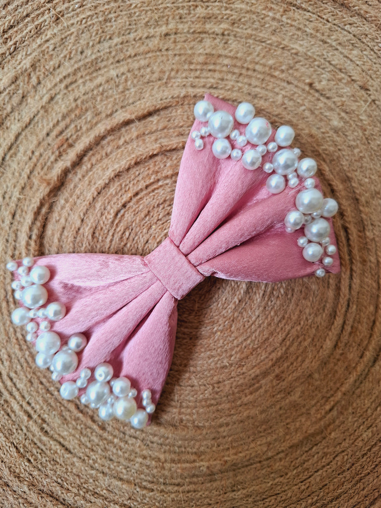 Baby Pink Pearl Puff Bow