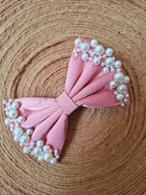 Baby Pink Pearl Puff Bow