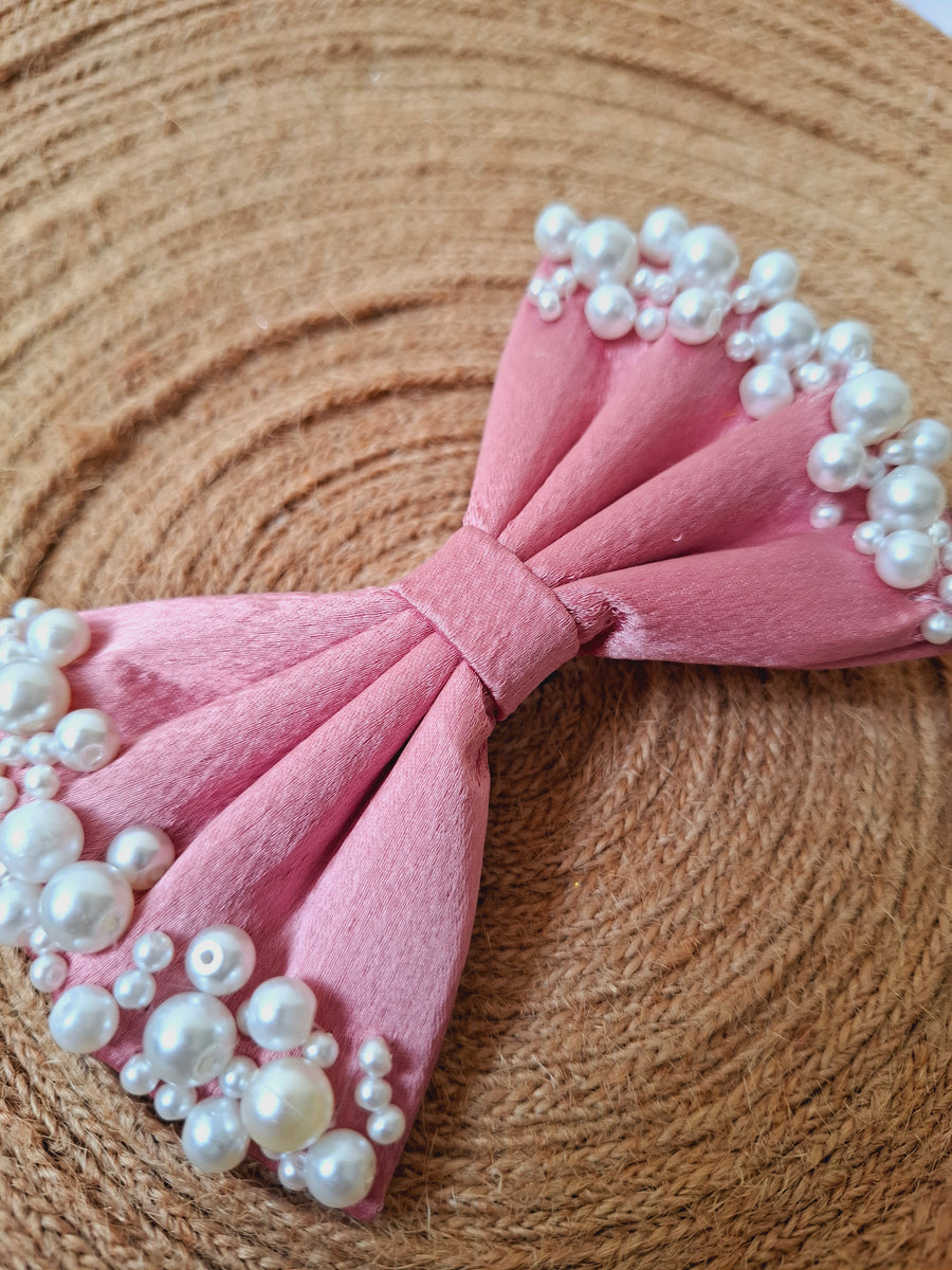 Baby Pink Pearl Puff Bow