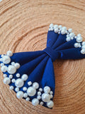 Blue Pearl Puff Bow