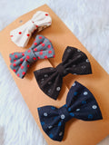 Pixie Ties – Striped Fabric Bow Clip Set (4-Pack)