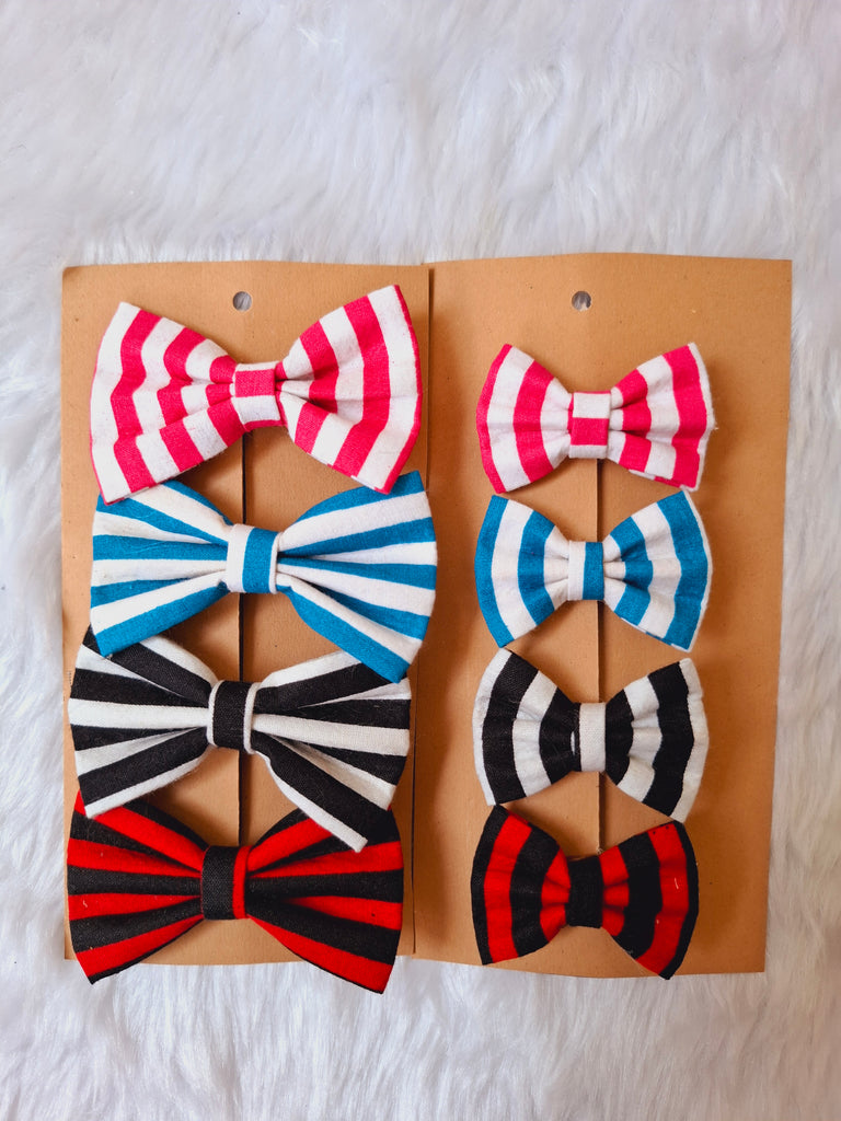 Twinning Stripe – Mother & Daughter Bow Set (Matching Pair)
