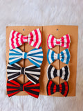 Twinning Stripe – Mother & Daughter Bow Set (Matching Pair)