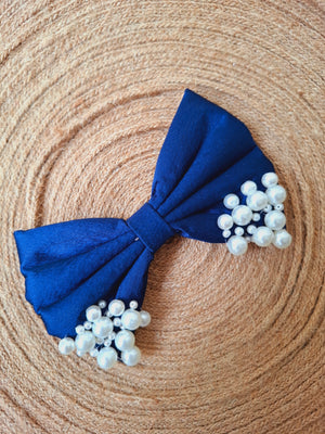 Blue Pearl Triangle Puff Bow