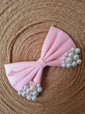 Baby Pink Pearl Triangle Puff Bow