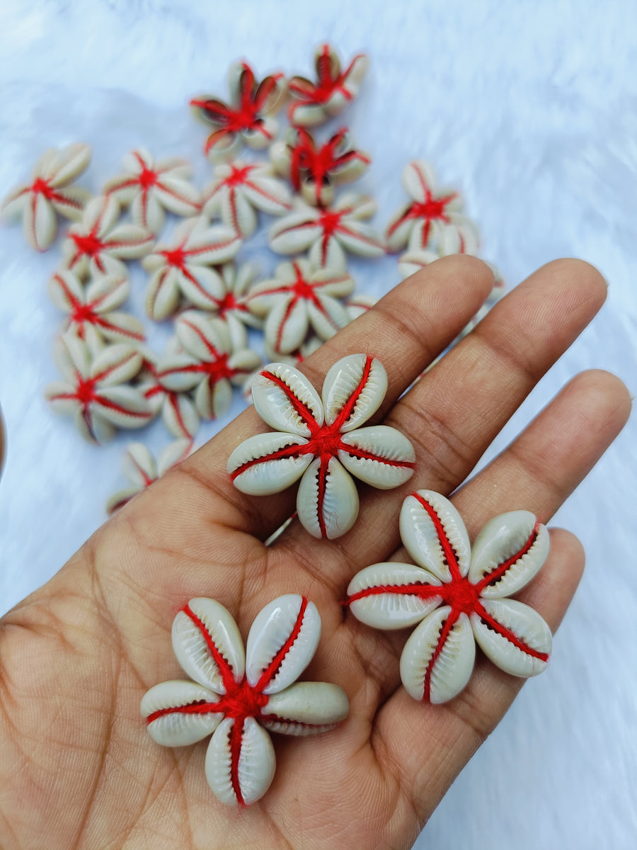 Red Cowrie Flower- pack of 7
