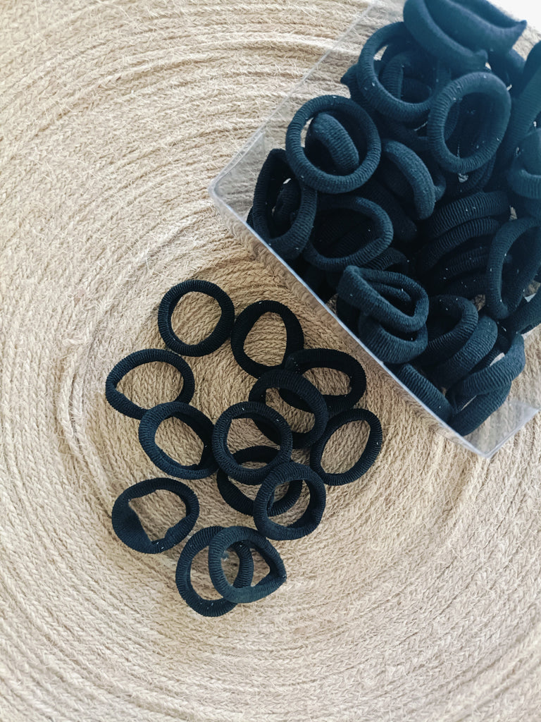 Black Elastic Hair Ties- 50 pieces