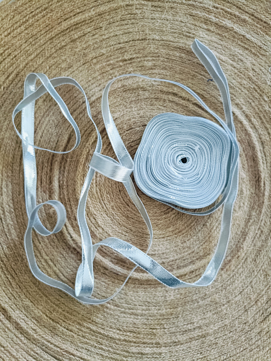Shiny Silver Gota Patti Lace – 0.5cm Decorative Trim (1 Bunch)