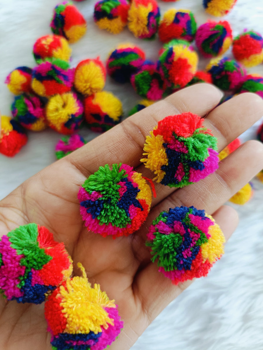 Multicolor Small Pom Pom- 100 piece