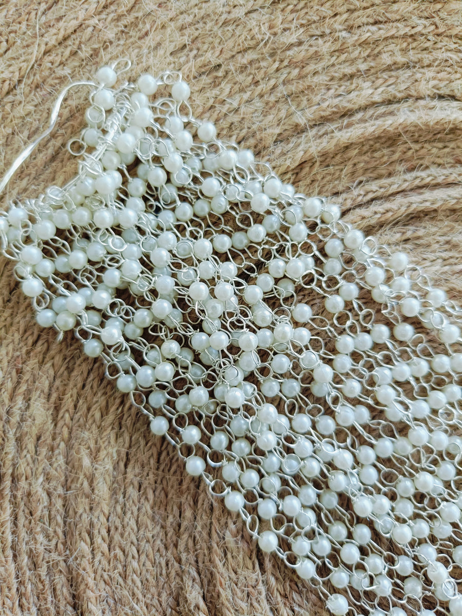 Silver Pearl Ganthan mala premium- 1 bunch