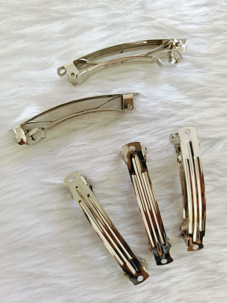 Silver Metal Barrette Clip 10 Piece