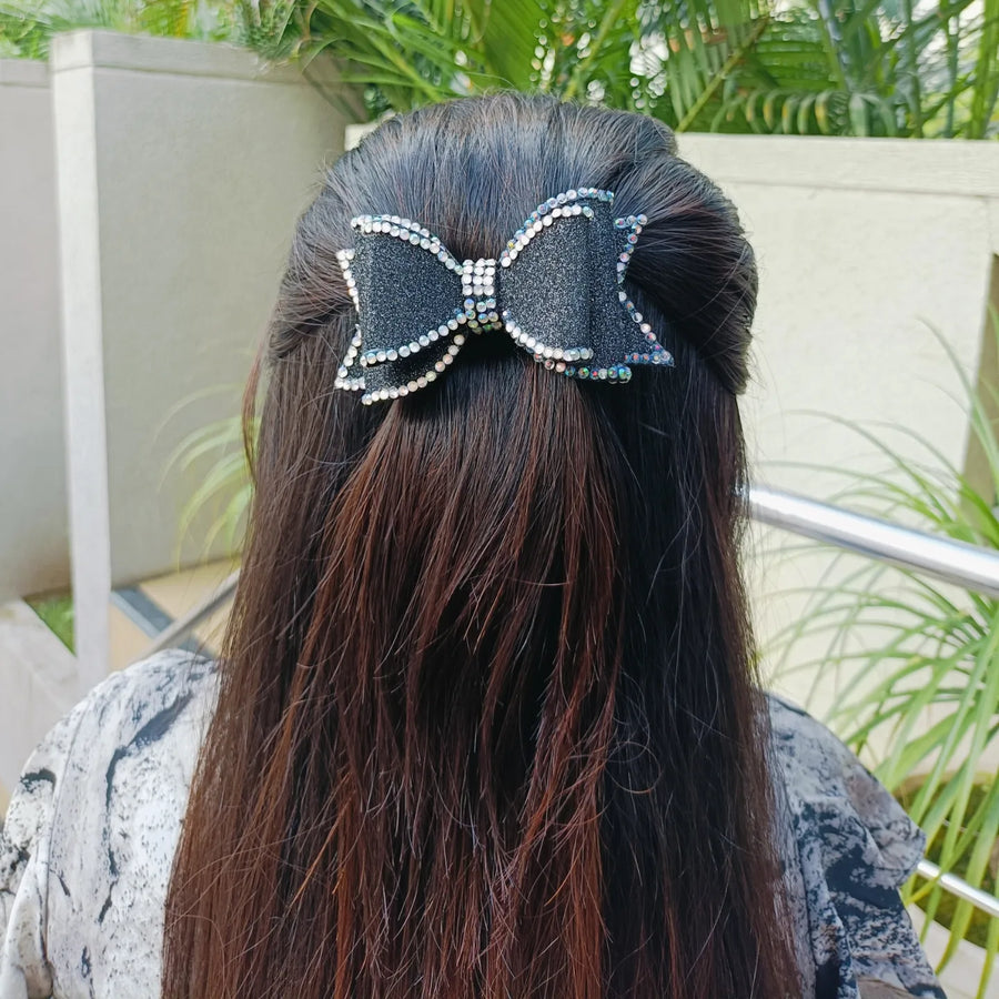 Black Crystal Twist Bow