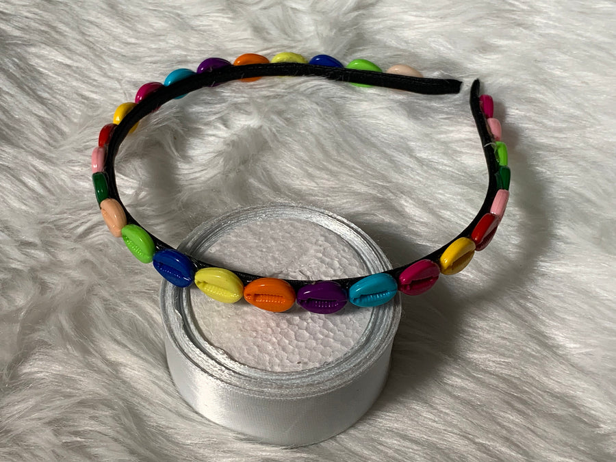 Multi dark Cowrie Headband
