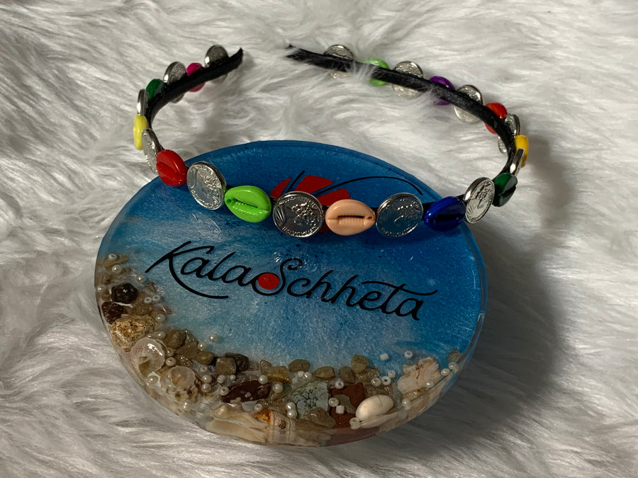 Multi dark cowrie gini headband