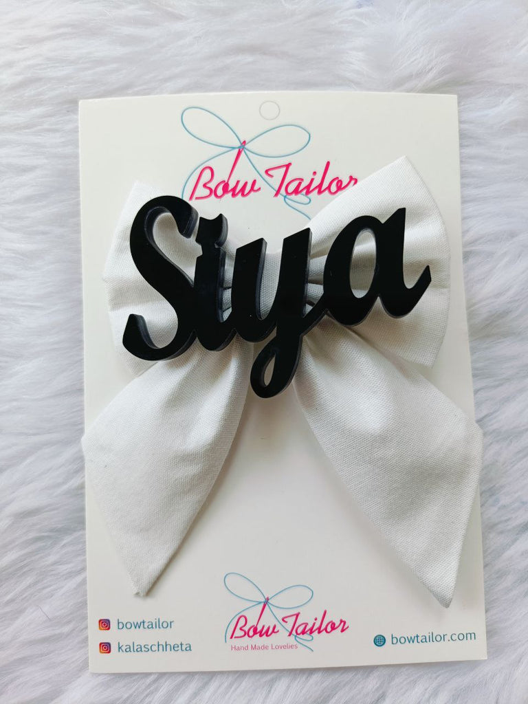White Customize Name Bow