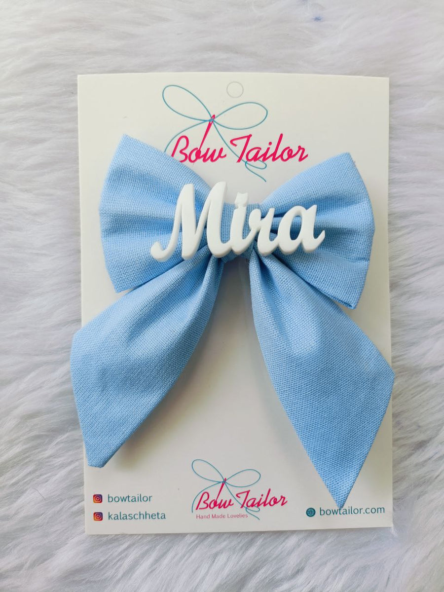 Baby Blue Customize Name Bow