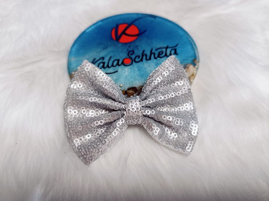 Silver Sparkle Sequin Bow