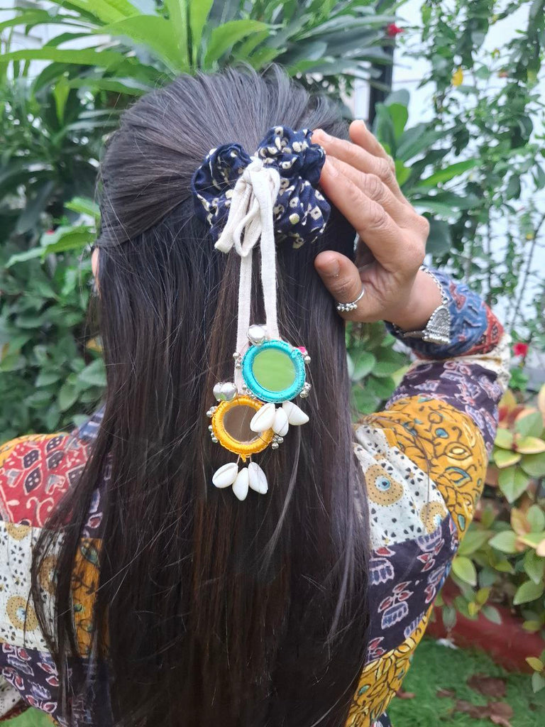 blue boho scrunchies