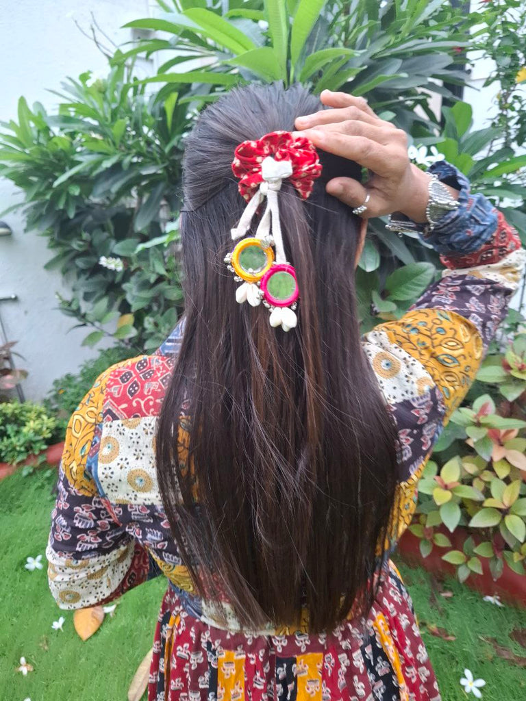 red boho scrunchies
